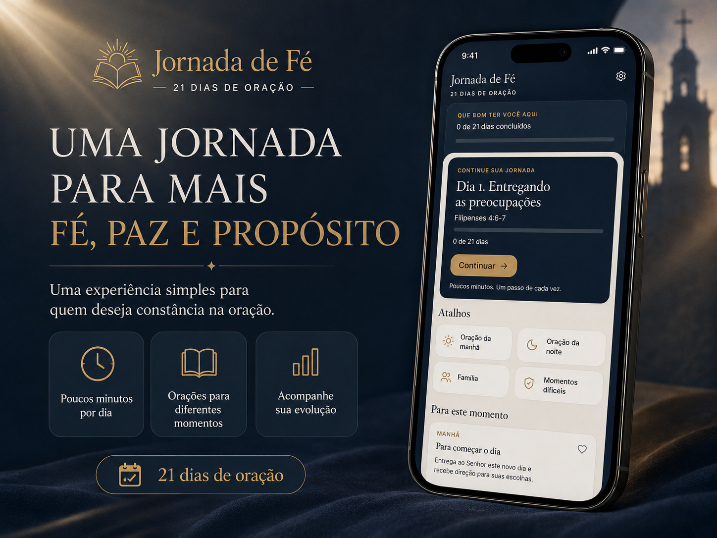 Aplicativo Jornada de Fé — 21 dias de oração no celular